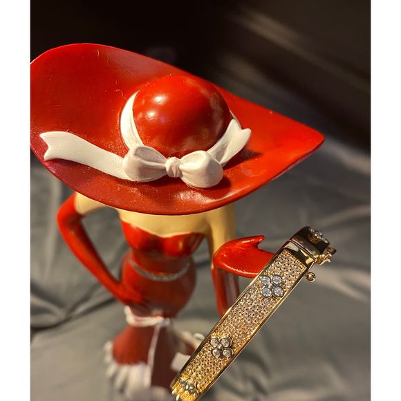 NWT FASHIONABLE ROYAL BRACELET DUEL LOOK GOLD METAL BLING CLASP - Picture 6 of 7